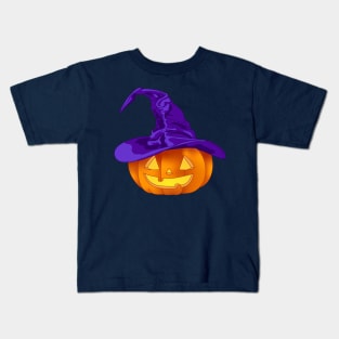 A Short Witchy Pumpkin (Blue) Kids T-Shirt